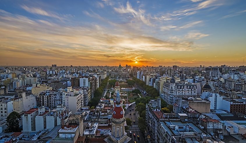 Panoramic view of Buenos Aires at dusk