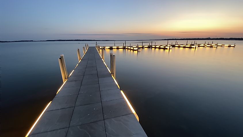 Clear Lake, Iowa, at sunset