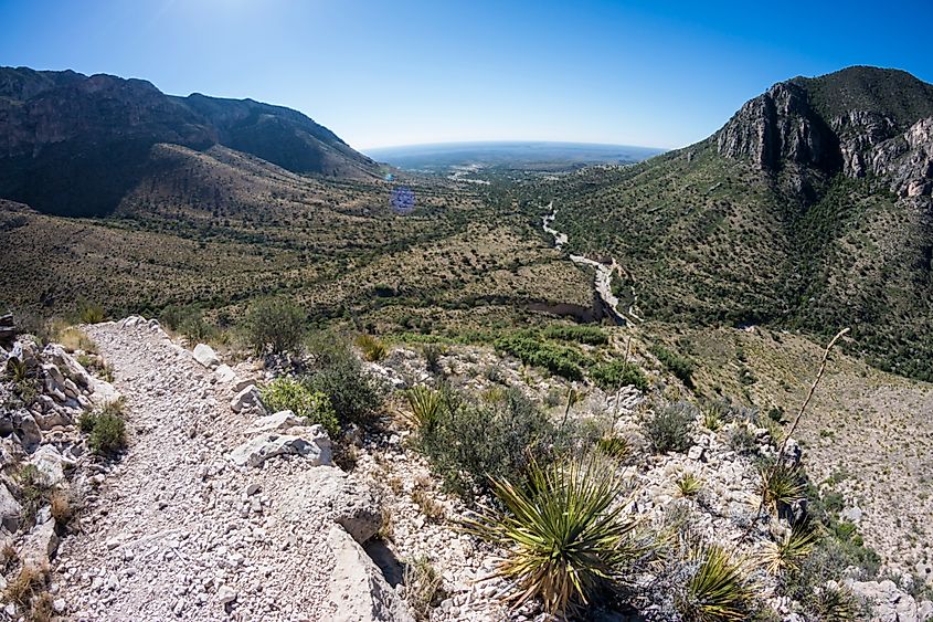Landscape view of Guadalupe Mountains National Park during the day in Texas.