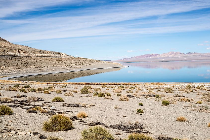 Prolonged drought has reduced the water level at Nevada's Walker Lake to record low levels.