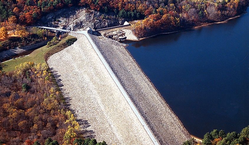 Surry Mountain Dam and Lake on the Ashuelot River in Cheshire County, New Hampshire
