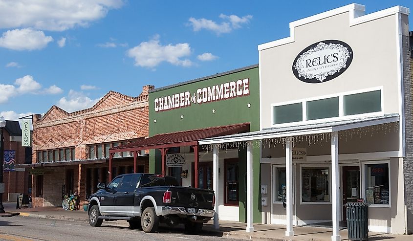 Historic downtown shops in Bastrop.