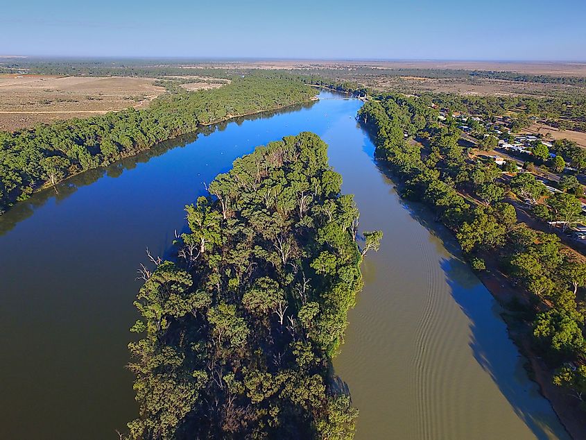 Confluence of Murray and Darling Rivers in Wentworth, New South Wales