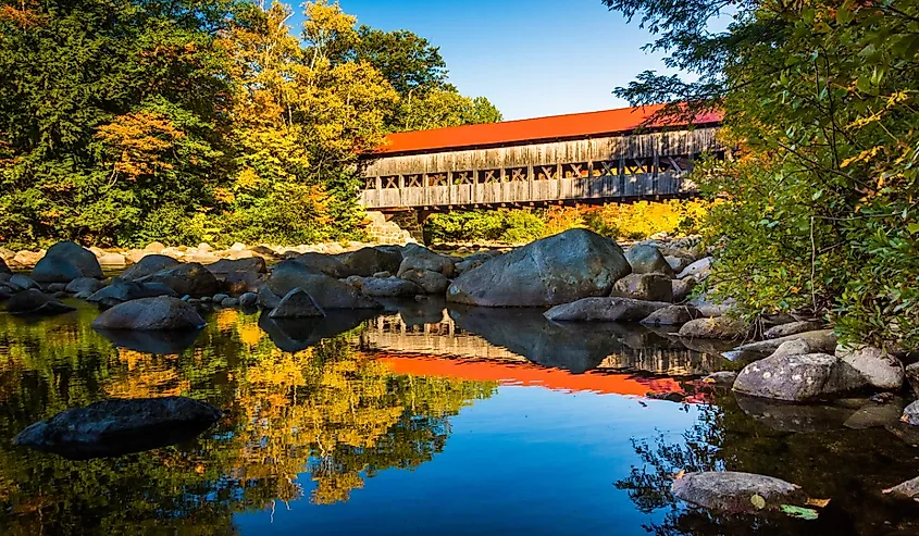 Albany Covered Bridge, along the Kancamagus Highway in White Mountain National Forest, New Hampshire.