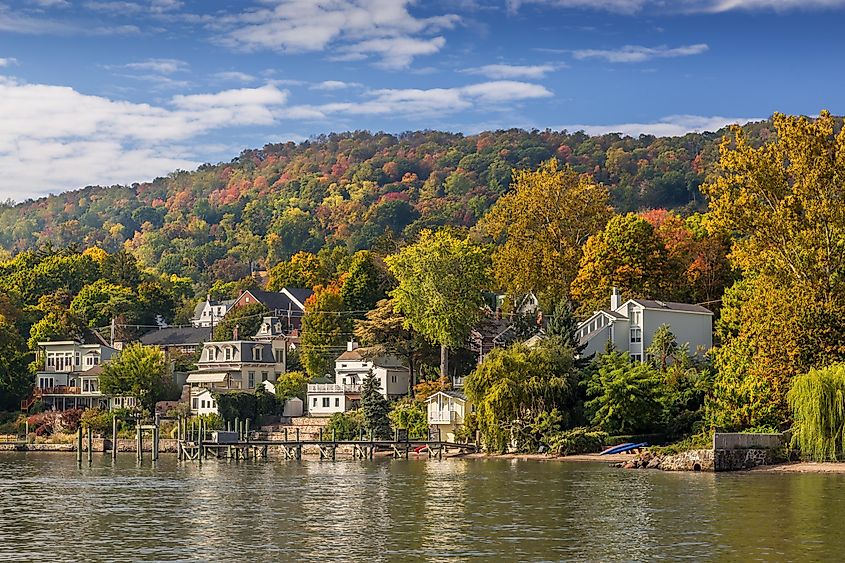 Beautiful view of Nyack, New York during fall