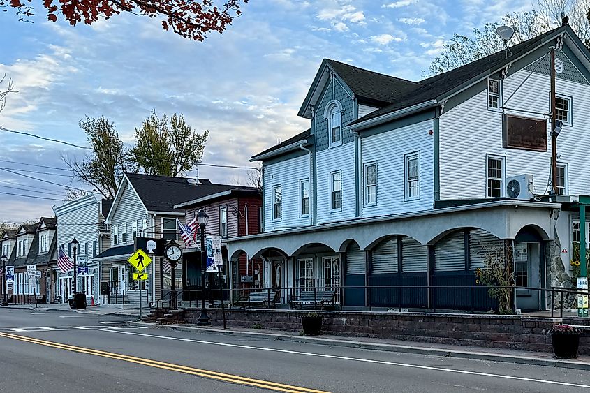 View of Main Street from the intersection with Passaic Avenue in Ogdensburg, New Jersey