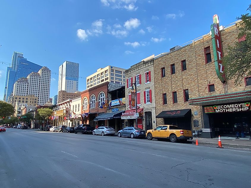 Austin's (in)famous 6th Street, featuring the popular Comedy Mothership, before the frenetic evening descends.