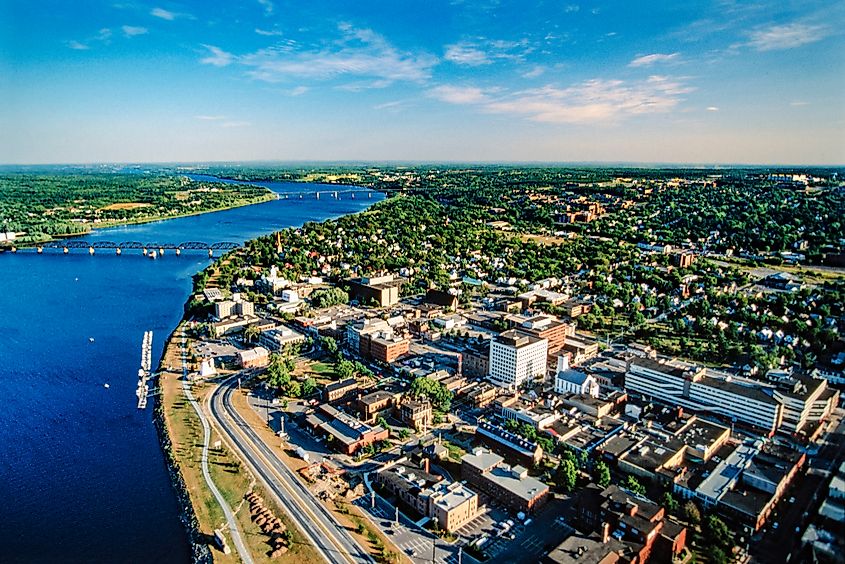 Aerial view of Fredericton, New Brunswick, Canada.