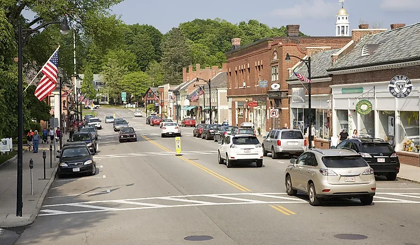 Storefronts in historic Concord, MA