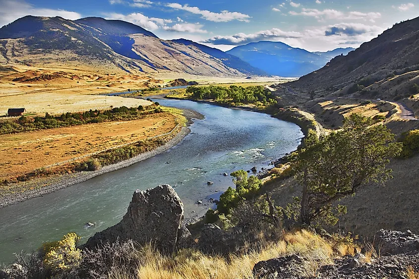 The Missouri River winding through the Great Plains.