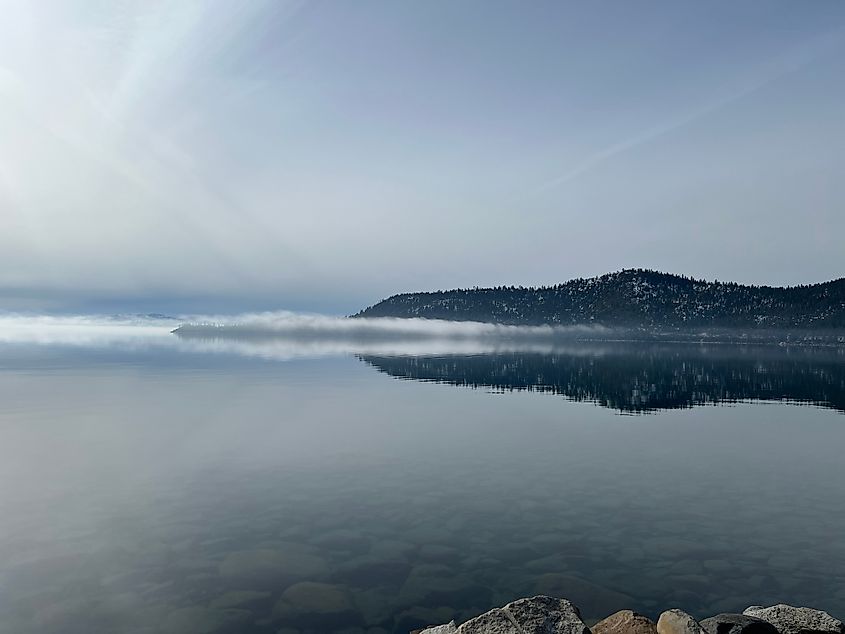 Fog layer over Lake Tahoe.