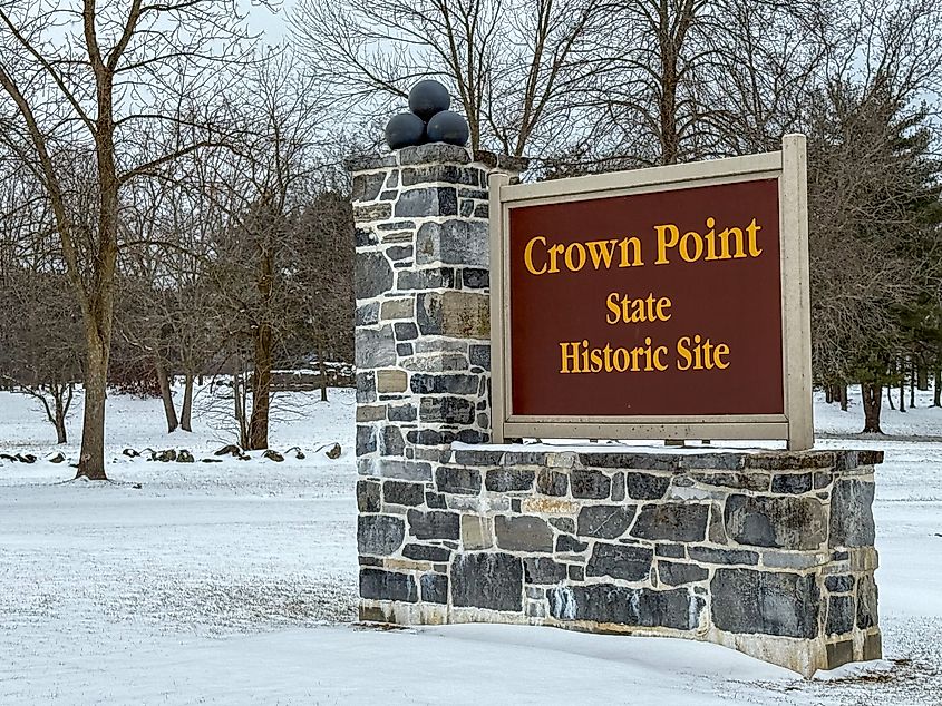 Crown Point, NY, USA - December 26, 2024: The Crown Point State Historic Site offers a glimpse into the area's rich military history with its well-preserved fortifications and stunning panoramic views