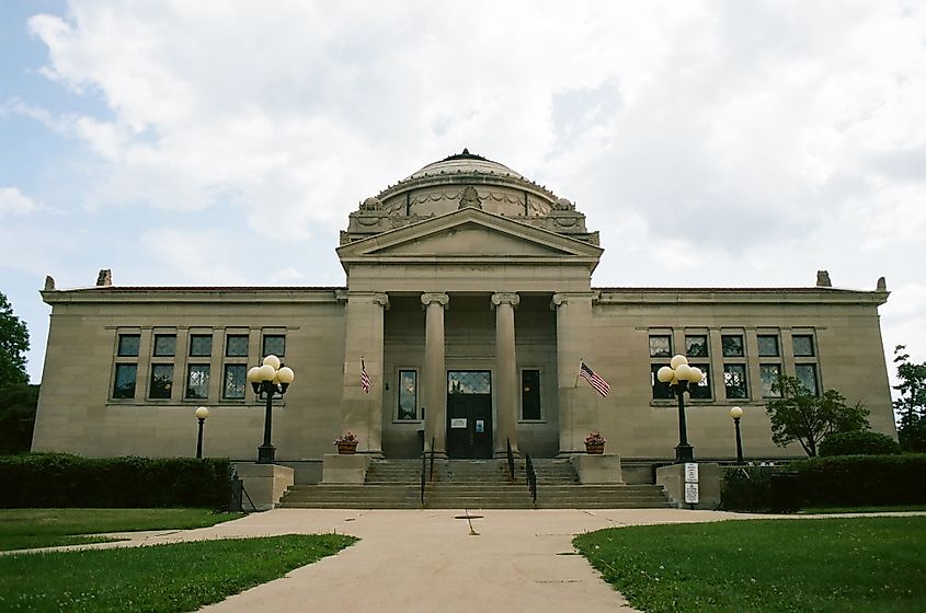 The historic library building of Kenosha.