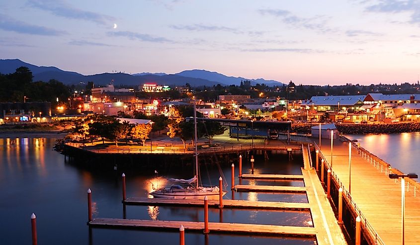 Night scene at Port Angeles in Washington state