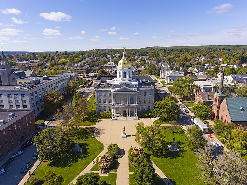 Aerial view of the New Hampshire State House in Concord, New Hampshire