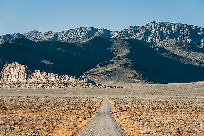 Desert landscape with mountains, on US Route 50 in western Utah