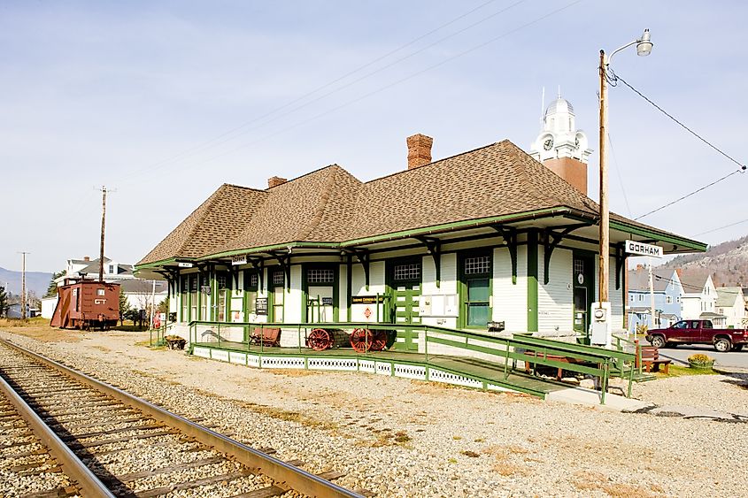 View of the railroad museum in the town of Gorham, New Hampshire.