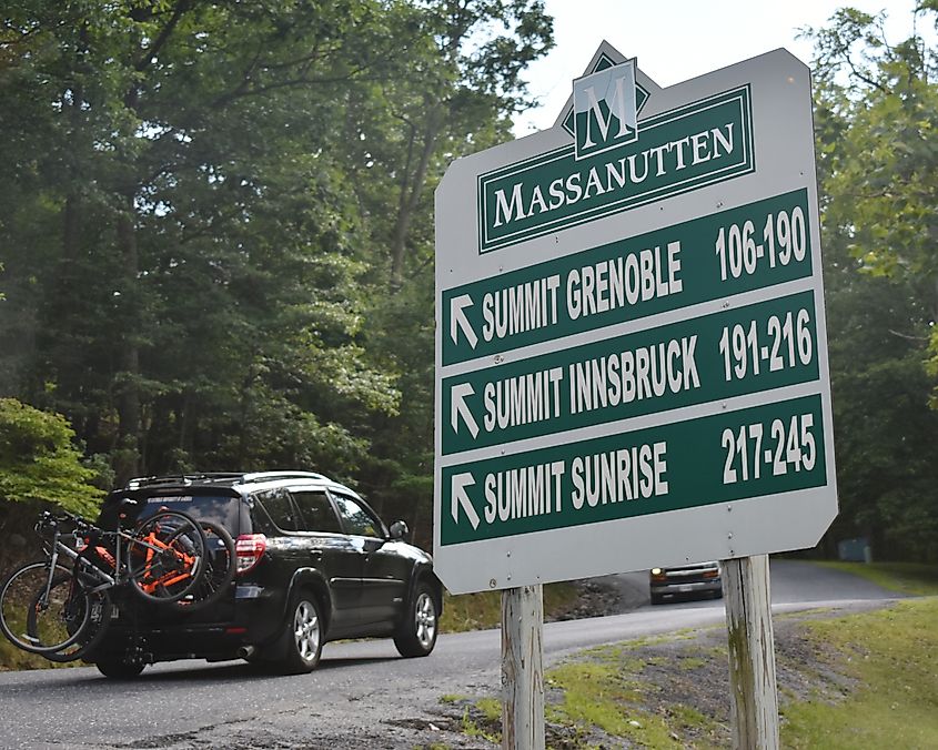 Sign at a ski resort in Massanutten, Virginia.