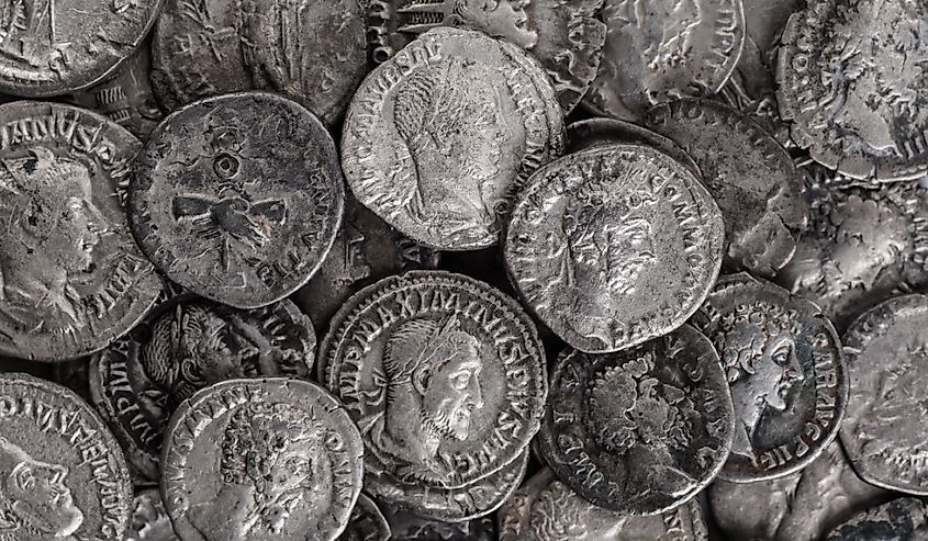 Ancient coins of the Roman Empire.