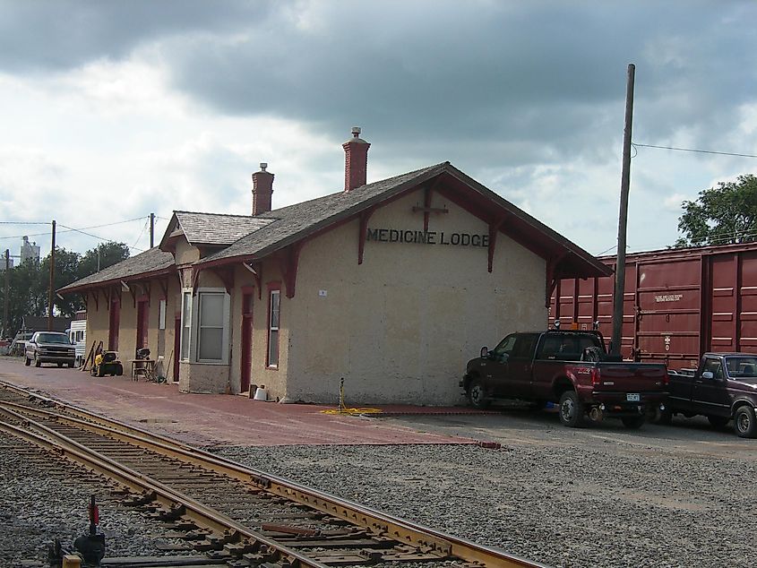 Medicine Lodge Train Depot in Medicine Lodge, Kansas.