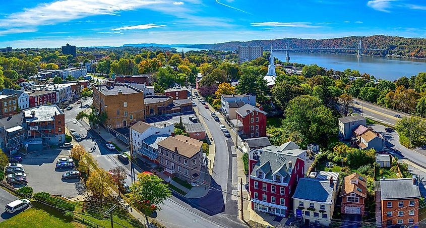 Aerial view of Poughkeepsie in New York