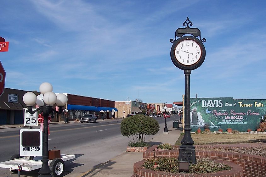 Beautiful downtown of Davis, Oklahoma.
