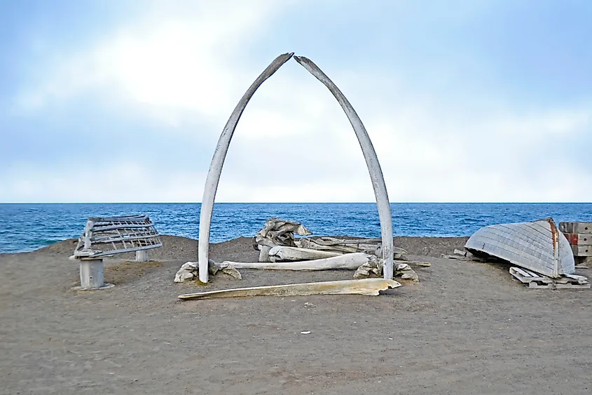 Utqiagvik Whale Bone Arch in Alaska.