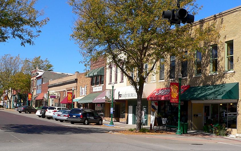 The beautiful downtown of Ashland, Nebraska.