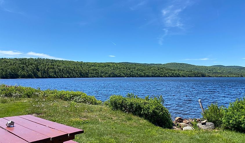 Maine blue sky water lake Rangeley Maine