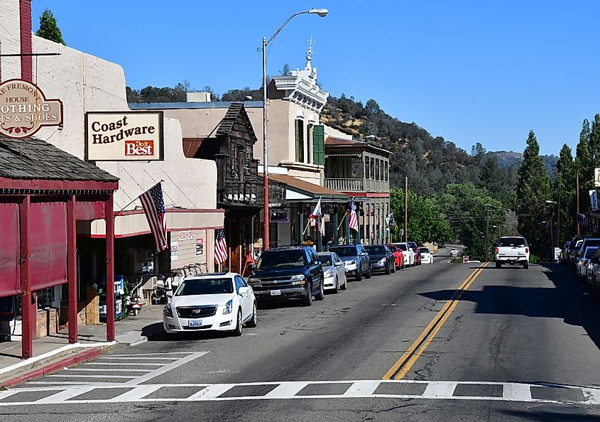 Main Street in Mariposa, California.