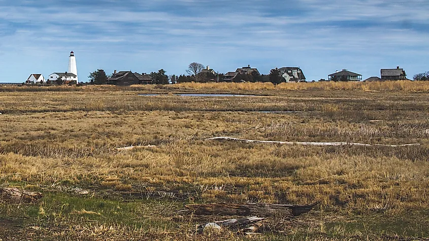 View of Lynde Point Lighthouse near Fenwick, Connecticut