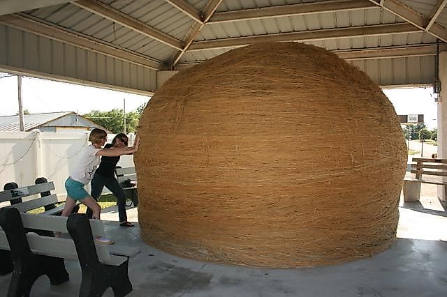 Largest community-rolled ball of twine, located in Cawker City, Kansas.