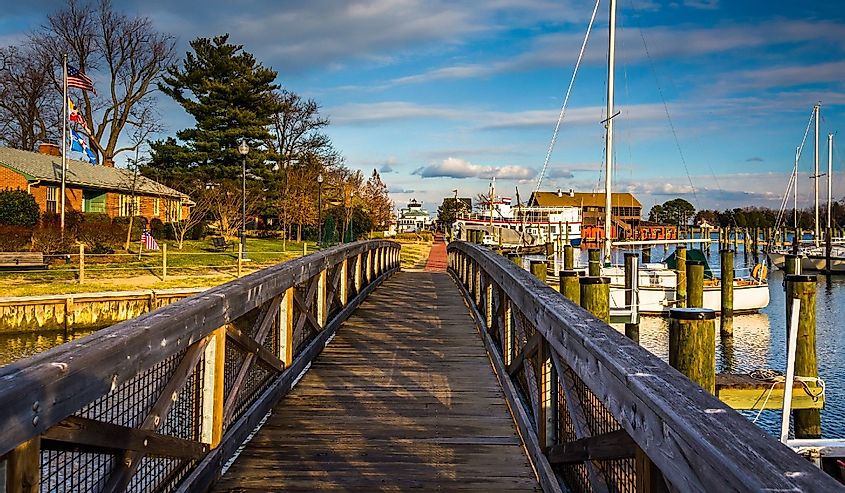 Walking bridge in the harbor of St. Michael's, Maryland.