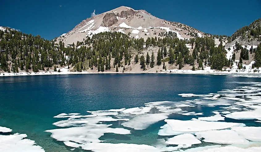 Forested volcanic landscape at Lassen Volcanic National Park in northeastern California