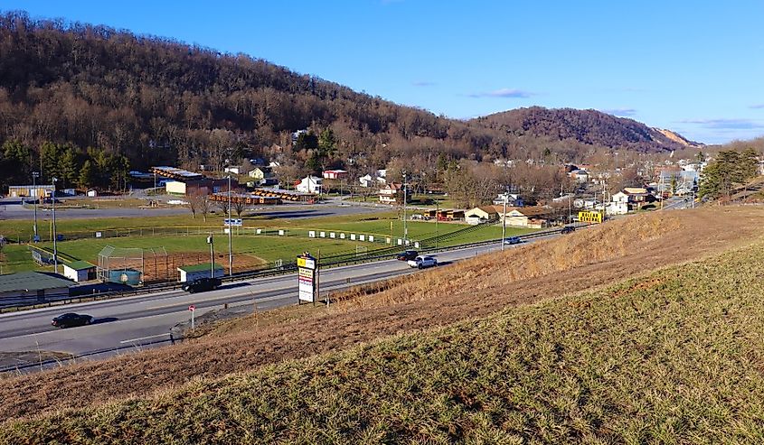 Berkeley Springs, West Virginia - USA - December 27 2020: Berkeley Springs, WV view from a mountain.