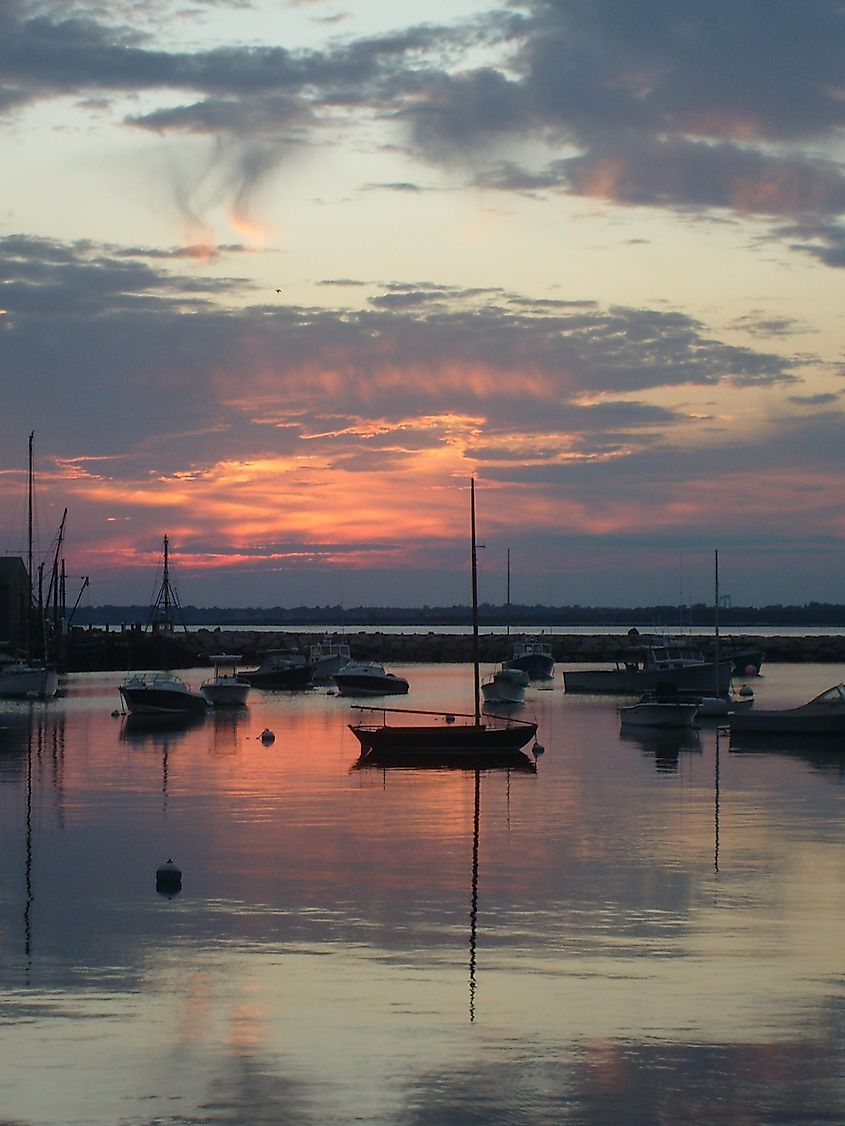 Sunset at Sakonnet Point in Little Compton.