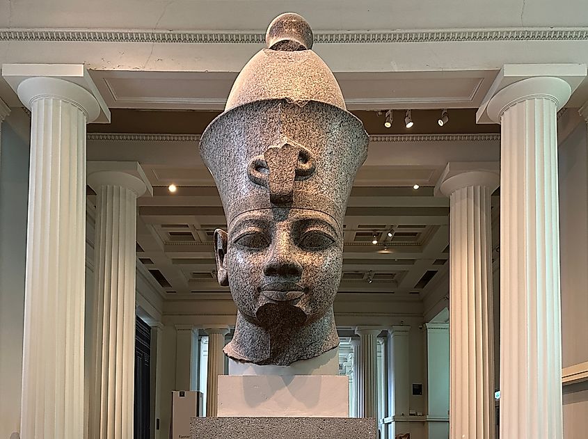 Colossal granite head of Amenhotep III, British Museum. APK, CC BY 4.0 <https://creativecommons.org/licenses/by/4.0>, via Wikimedia Commons