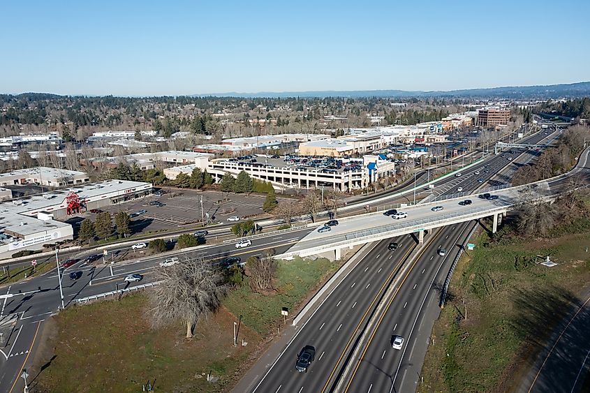 Aerial drone picture of Tigard, Oregon.