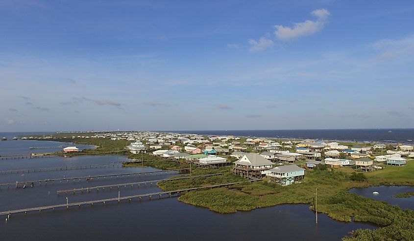 Overlooking houses in Grand Isle, Louisiana.