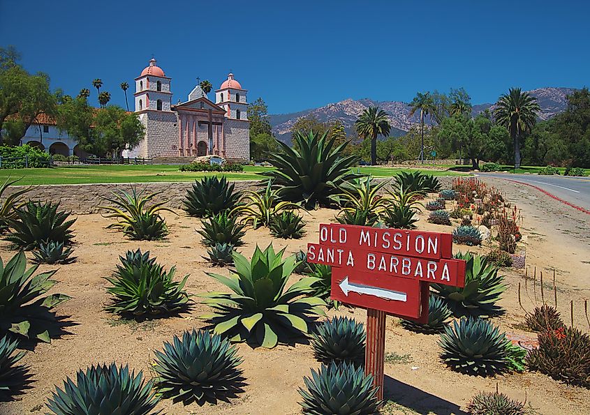 The historic Santa Barbara Mission in California