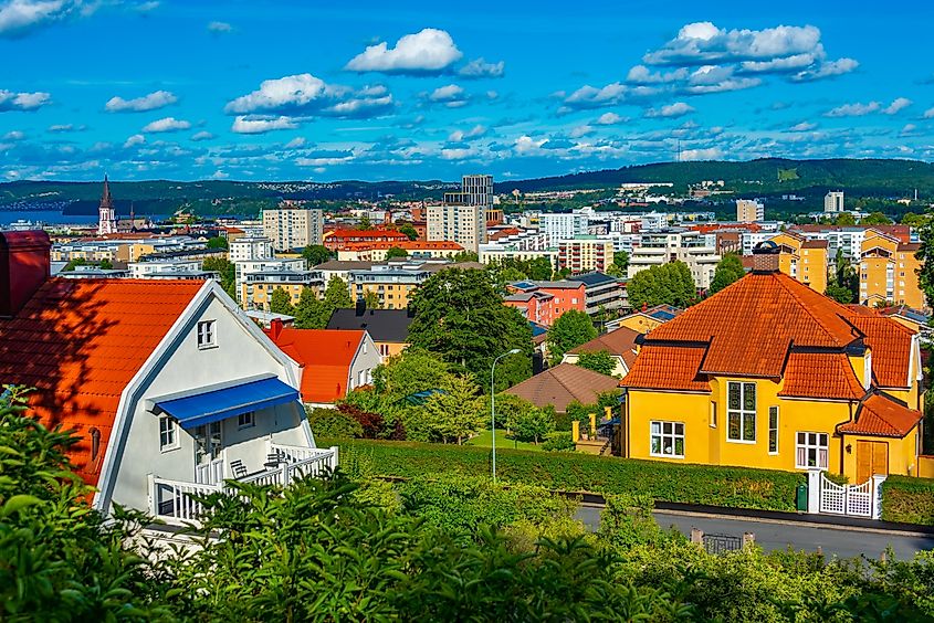 Panoramic view of Jönköping, Sweden, showcasing the town and surrounding landscape.
