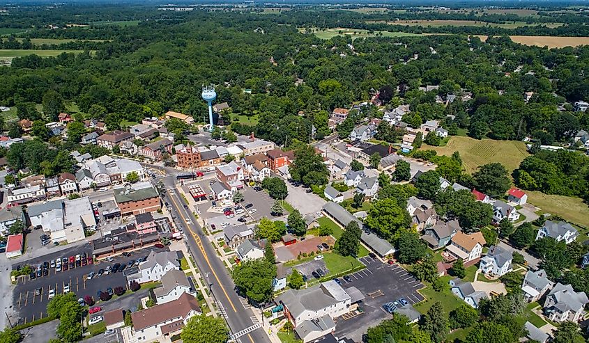 Aerial image of Woodstown, New Jersey.