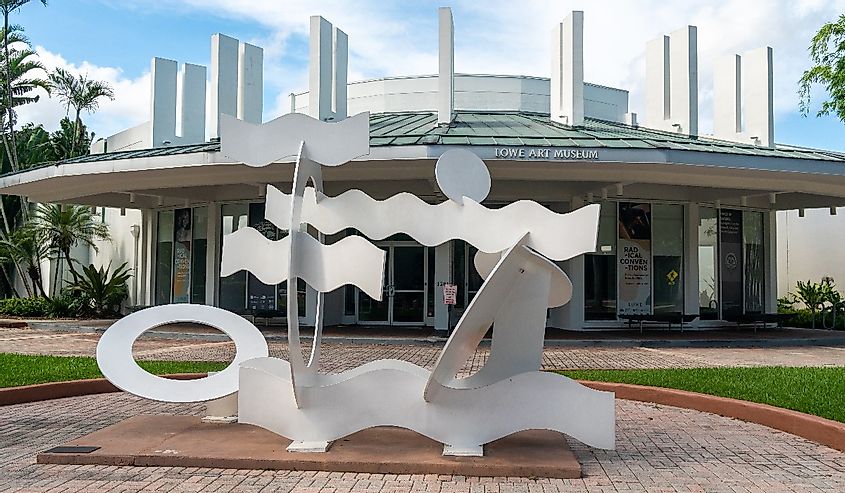 Cirlces and Waves Sculpture and Lowe Art Museum on the Campus of the University of Miami