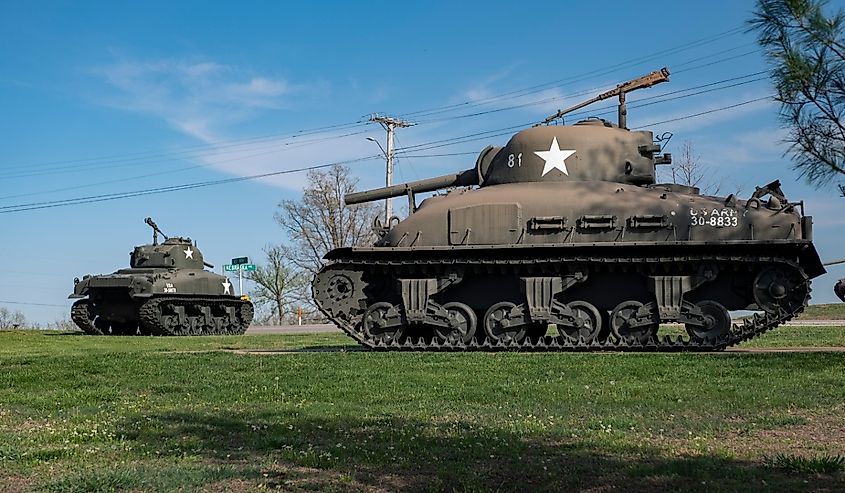 Military Vehicle Sherman Flame Tank at Fort Leonard Wood.