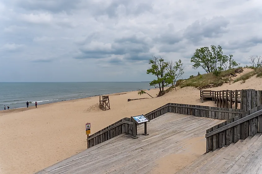 Indiana Dunes National Park along the southern shore of Lake Michigan