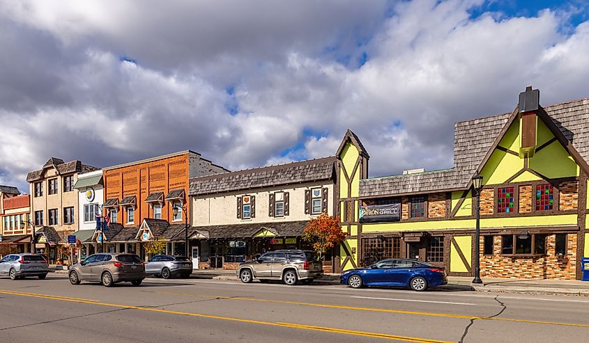 Downtown street in Gaylord, Michigan.