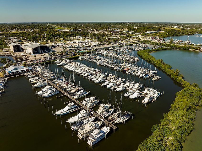 Aerial view of Safe Harbor harbortown marina, Fort Pierce, Florida