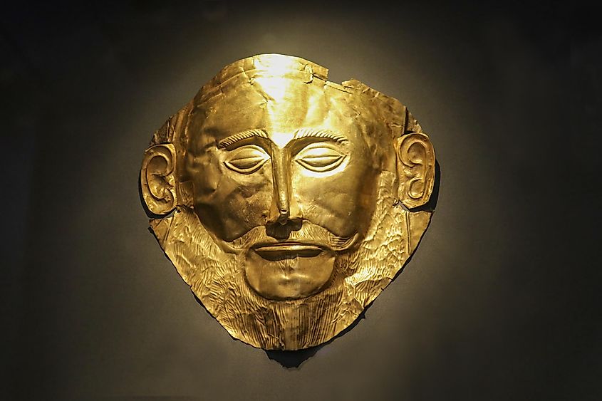 The golden funeral mask of Agamemnon Athens Greece