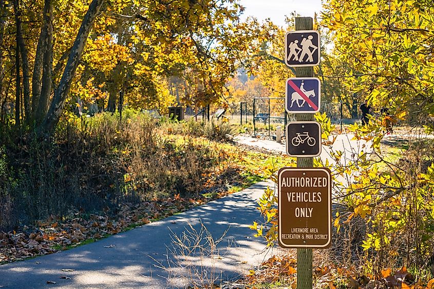 Posted trail rules, Sycamore Grove Park, Livermore,