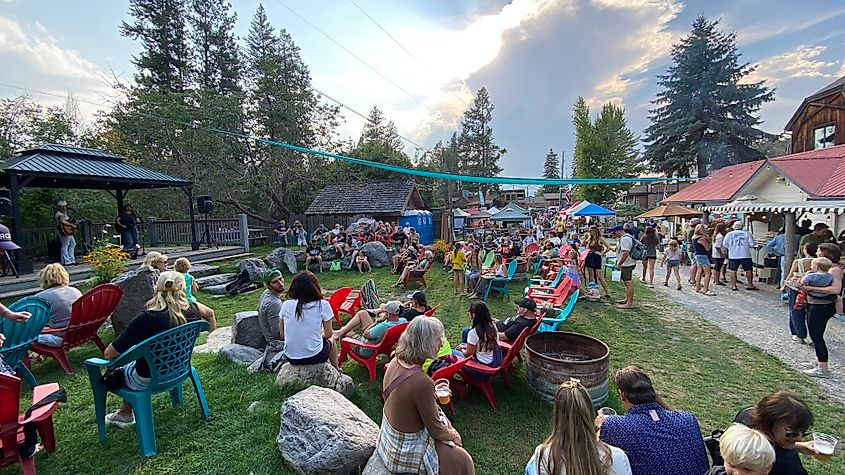 An open-air community concert at Bigfork, Montana's Monday Market.